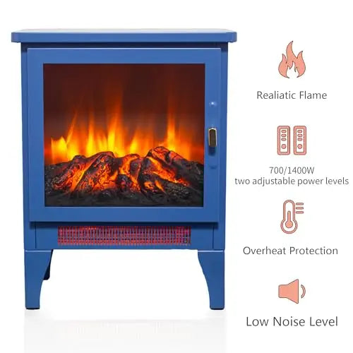 21 inchThree-Sided Freestanding Electric Fireplace Stove Heater with 3D Flame Effect with Remote Control (21 INCH-G) QIHAI