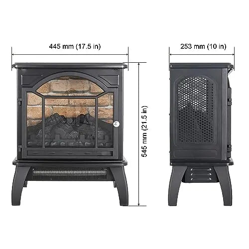 21 inchThree-Sided Freestanding Electric Fireplace Stove Heater with 3D Flame Effect with Remote Control (21 INCH-G) QIHAI