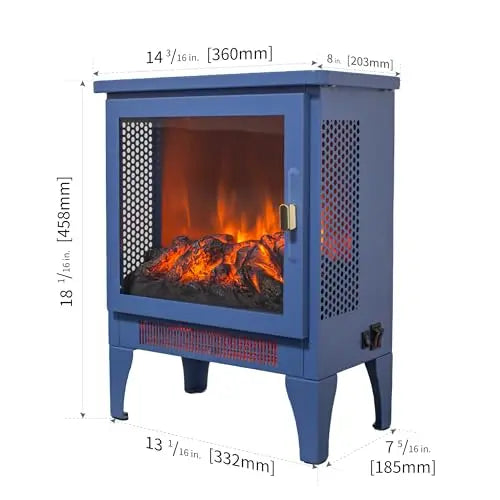 21 inchThree-Sided Freestanding Electric Fireplace Stove Heater with 3D Flame Effect with Remote Control (21 INCH-G) QIHAI