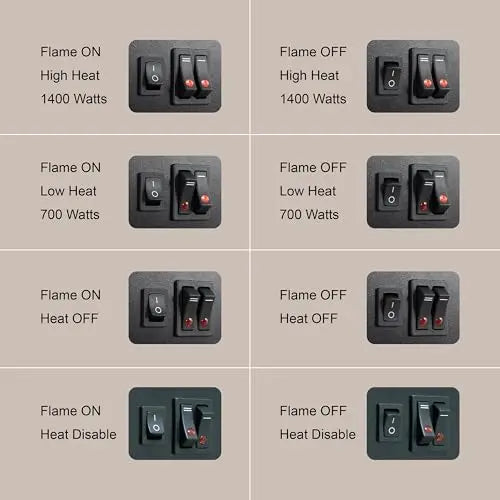 21 inchThree-Sided Freestanding Electric Fireplace Stove Heater with 3D Flame Effect with Remote Control (21 INCH-G) QIHAI