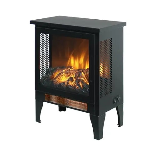 21 inchThree-Sided Freestanding Electric Fireplace Stove Heater with 3D Flame Effect with Remote Control (21 INCH-G) QIHAI