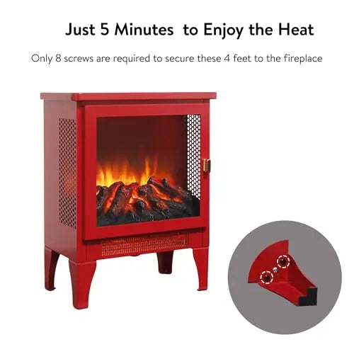 21 inchThree-Sided Freestanding Electric Fireplace Stove Heater with 3D Flame Effect with Remote Control (21 INCH-G) QIHAI