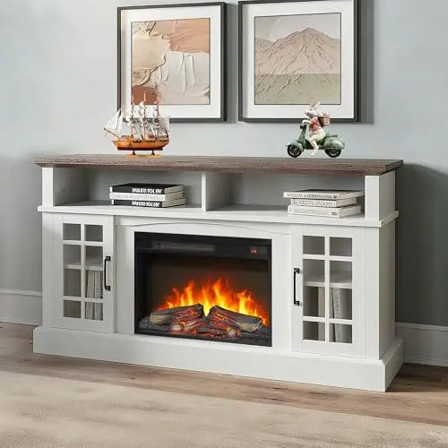 26 Inch Electric Fireplace Insert, Ultra Thin Heater with Log Set & Realistic Flame, Remote Control with Timer, Overheating Protection (26 inch) QIHAI