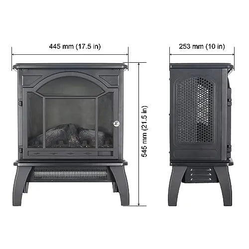 21 inchThree-Sided Freestanding Electric Fireplace Stove Heater with 3D Flame Effect with Remote Control (21 INCH-G) QIHAI