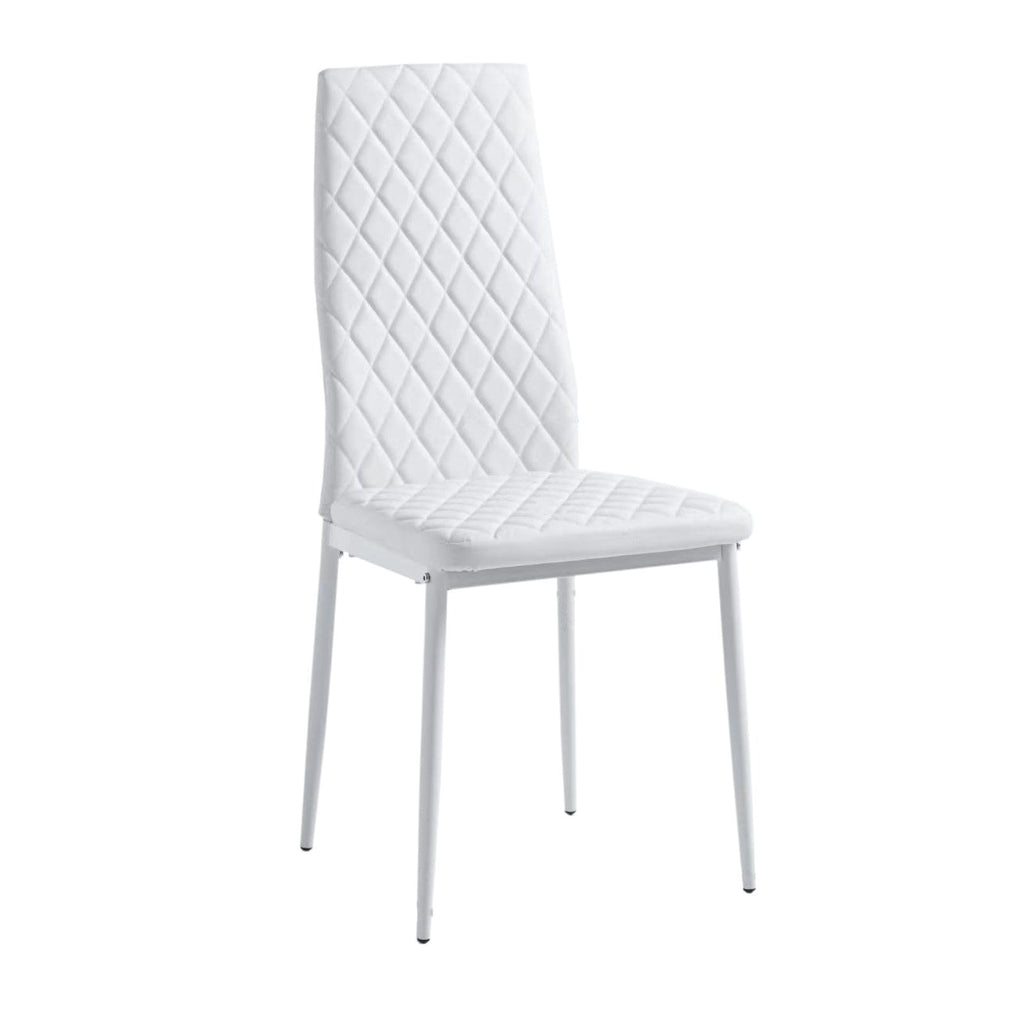 Dining Chairs Set of 4, Dining Chairs with Cushions, PU Leather Upholstered Kitchen Dining Room Chairs with Metal Legs for Dining Living Room (White, 4 PCS)