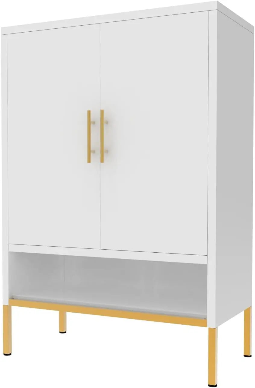 QIHAI 43'' Tall 2-Doors Shoes Cabinet, Metal 7-Tier Hidden Shoe Organizer,Modern Narrow Shoe Storage Cabinet with Adjustable Shelves for Entryway, Hallway, Closet,Living Room,White QIHAI