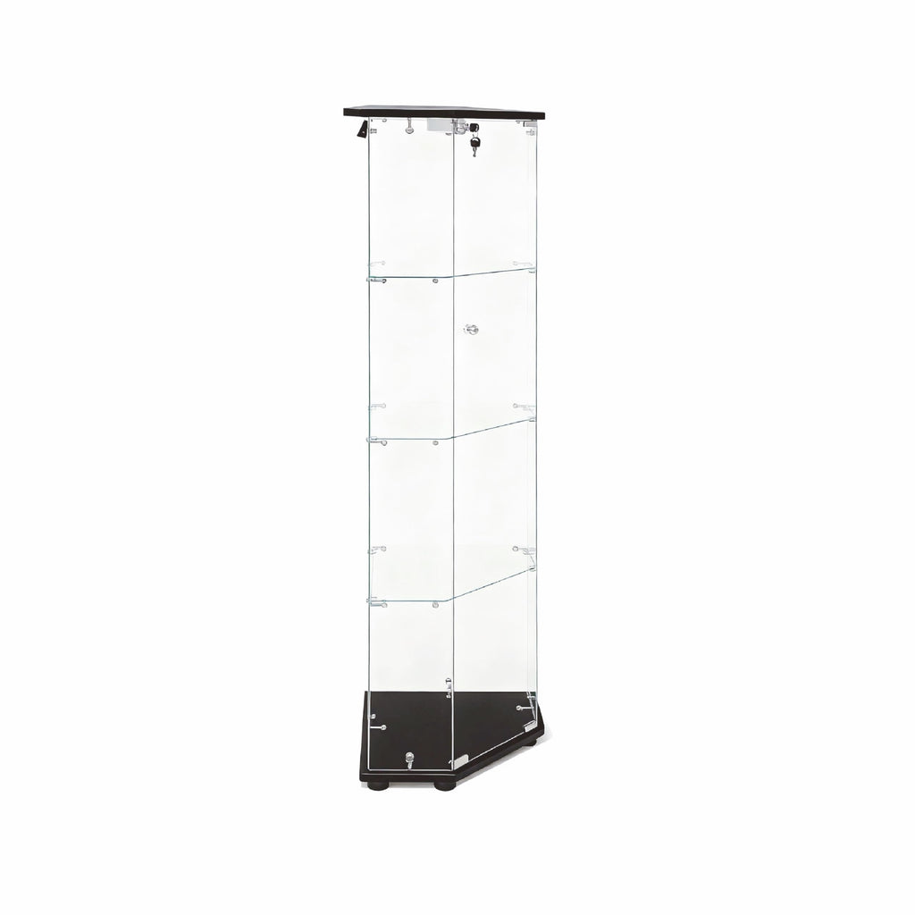 Corner Display Cabinet,Curio Cabinet with Tempered Glass Doors, Wine Bar Cabinet with Lights and Locks,4 Tier Glass Display Case for Living Room,Dining Room,Corridor,Office (Black)