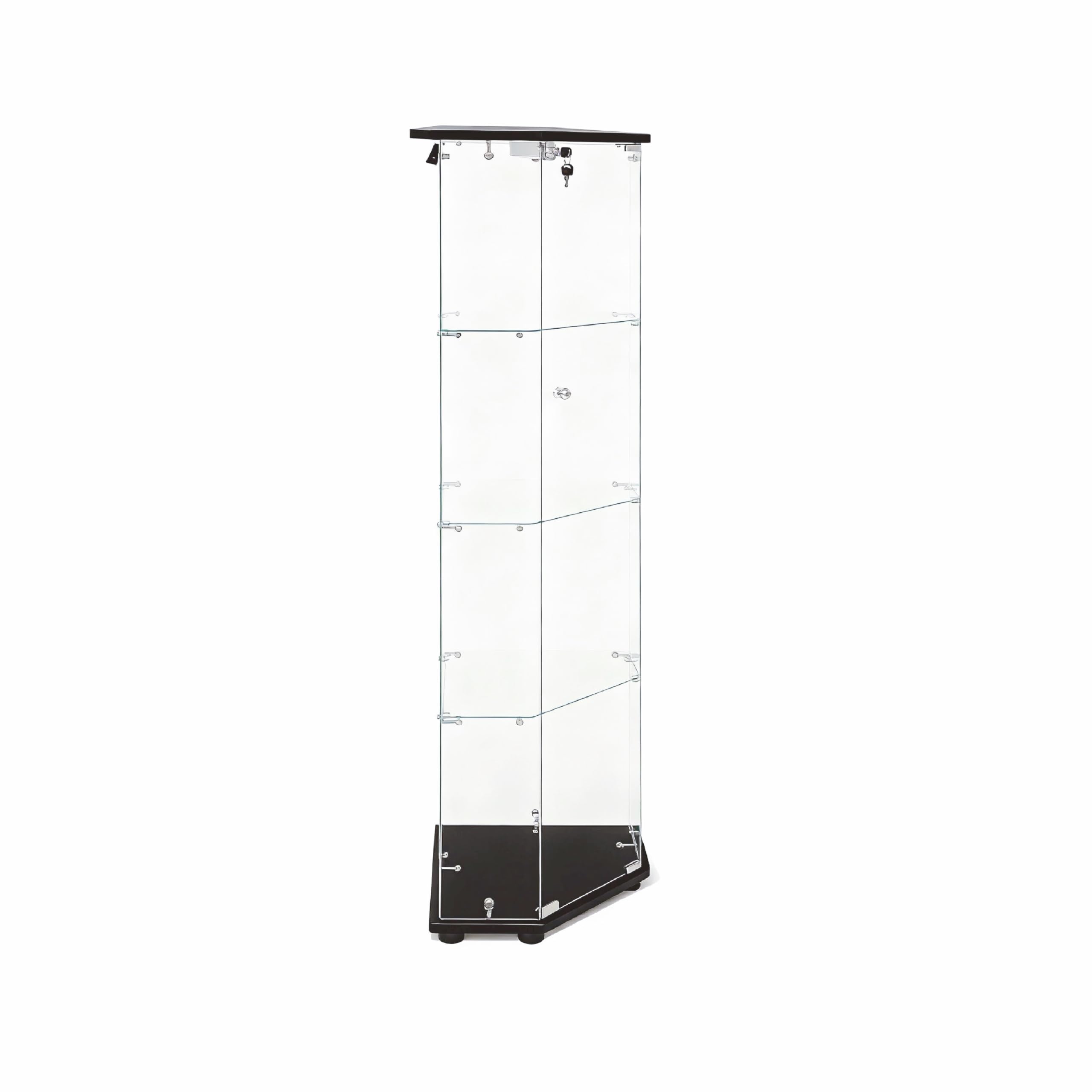 Corner Display Cabinet,Curio Cabinet with Tempered Glass Doors, Wine Bar Cabinet with Lights and Locks,4 Tier Glass Display Case for Living Room,Dining Room,Corridor,Office (Black)