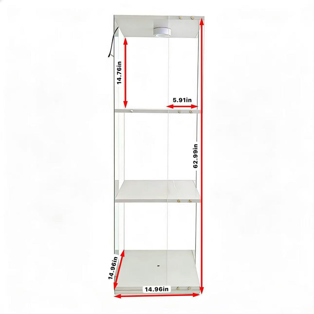 Tempered Glass Display Cabinet with Doors, Curio Cabinet with Lights,Rotatable 4 Tier Glass Display Case for Living Room,Dining Room,Corridor,Office (White, 4-Tier)