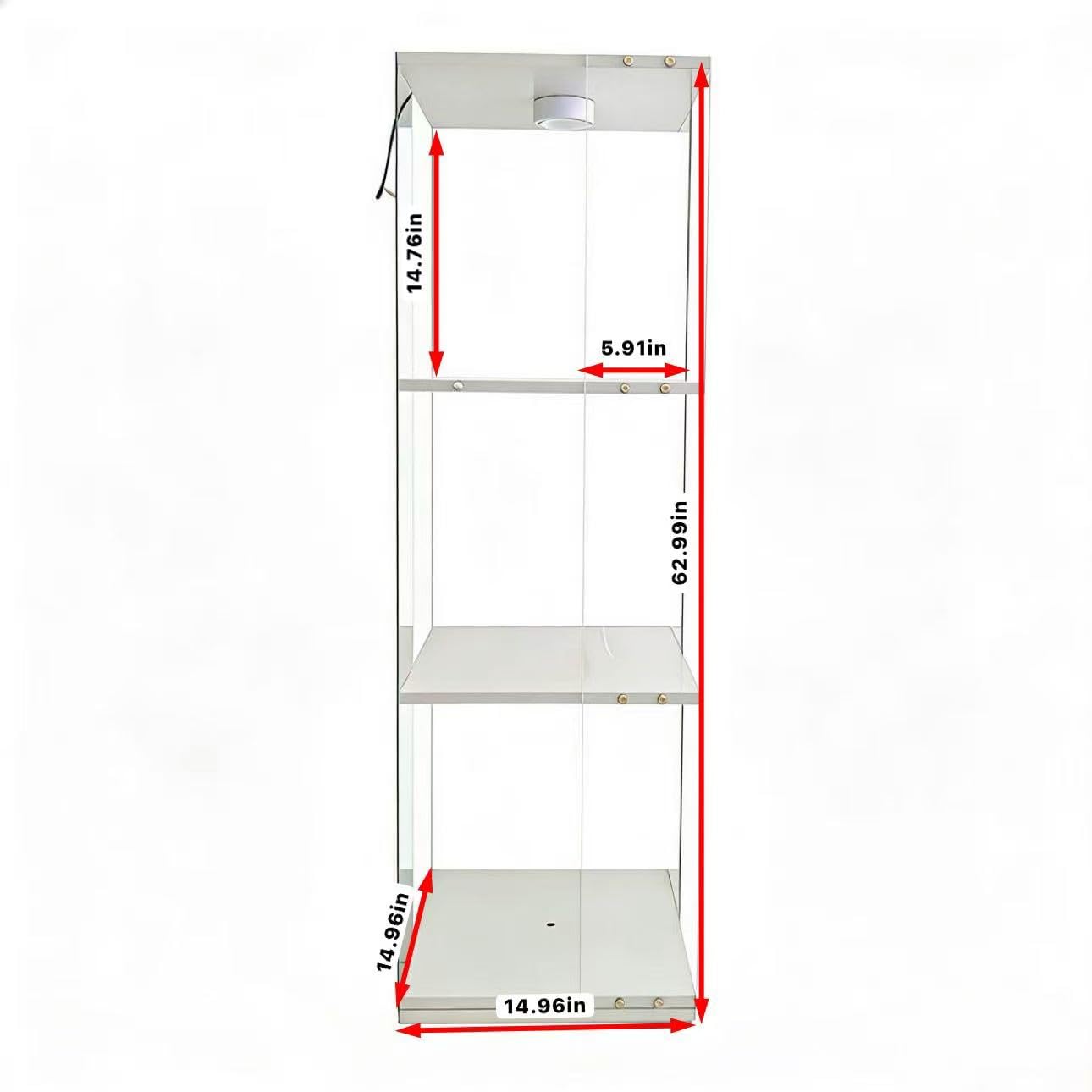 Tempered Glass Display Cabinet with Doors, Curio Cabinet with Lights,Rotatable 4 Tier Glass Display Case for Living Room,Dining Room,Corridor,Office (White, 4-Tier)
