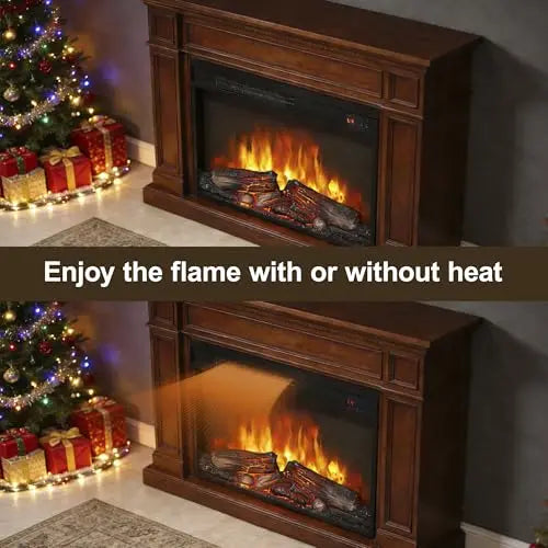 26 Inch Electric Fireplace Insert, Ultra Thin Heater with Log Set & Realistic Flame, Remote Control with Timer, Overheating Protection (26 inch) QIHAI