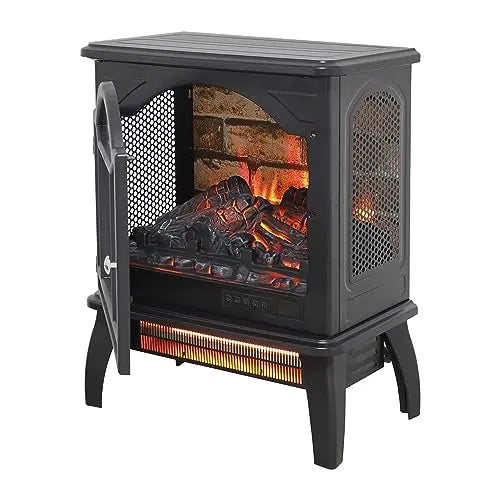 21 inchThree-Sided Freestanding Electric Fireplace Stove Heater with 3D Flame Effect with Remote Control (21 INCH-G) QIHAI