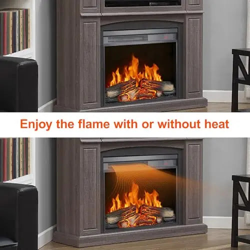26 Inch Electric Fireplace Insert, Ultra Thin Heater with Log Set & Realistic Flame, Remote Control with Timer, Overheating Protection (26 inch) QIHAI
