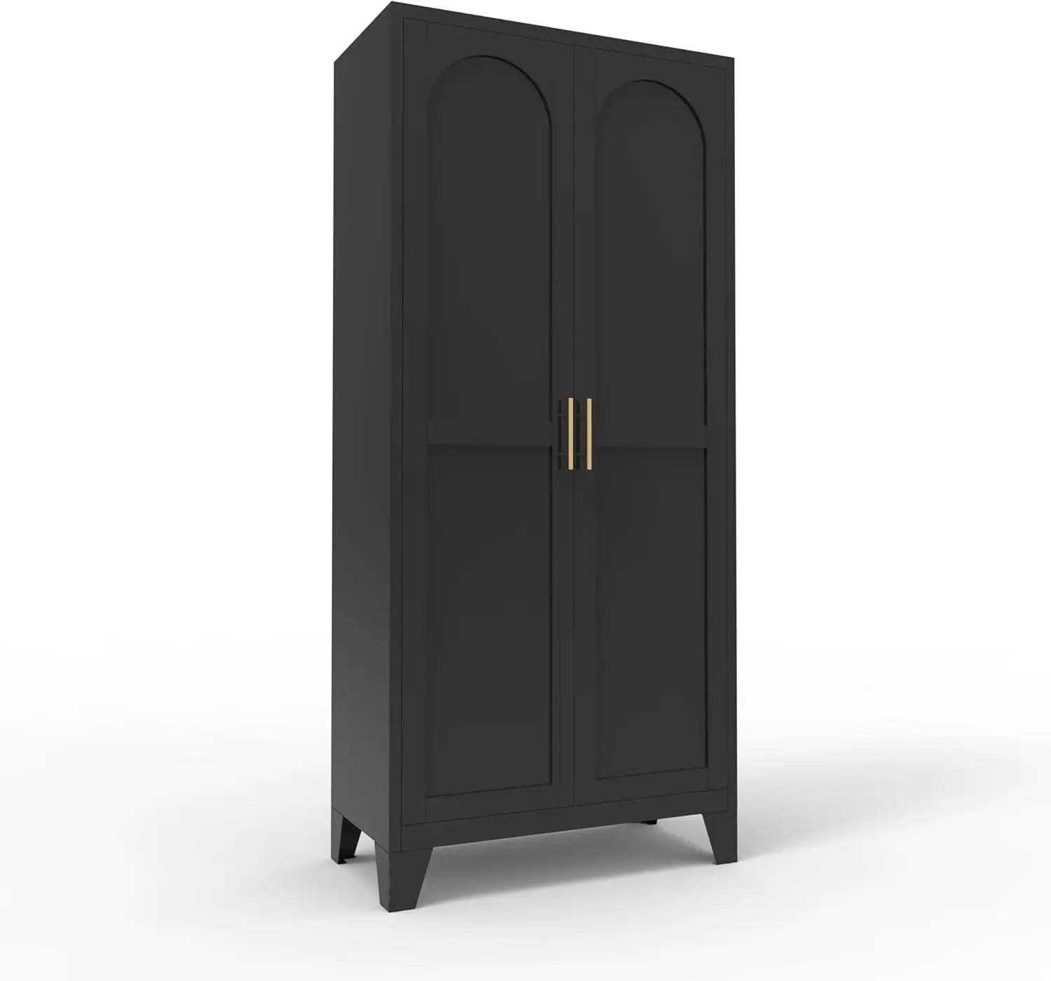 QIHAI 71'' 2 Shapely Doors Cabinet, Metal Storage Cabinet with Doors and Adjustable Shelves, for Kitchen, Dining Room, Living Room,White QIHAI