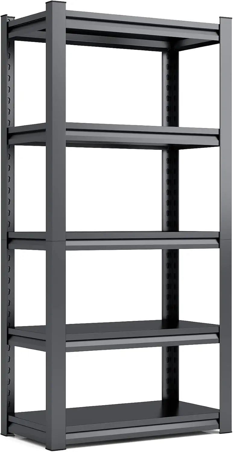 QIHAI 5 Tier Metal Shelves for Storage Garage Shelving 2000LBS Heavy Duty Storage Shelves Adjustable Garage Shelf Industrial Shelving Unit Storage Utility Rack,35.4" W*15.7" D*72" H,Black QIHAI