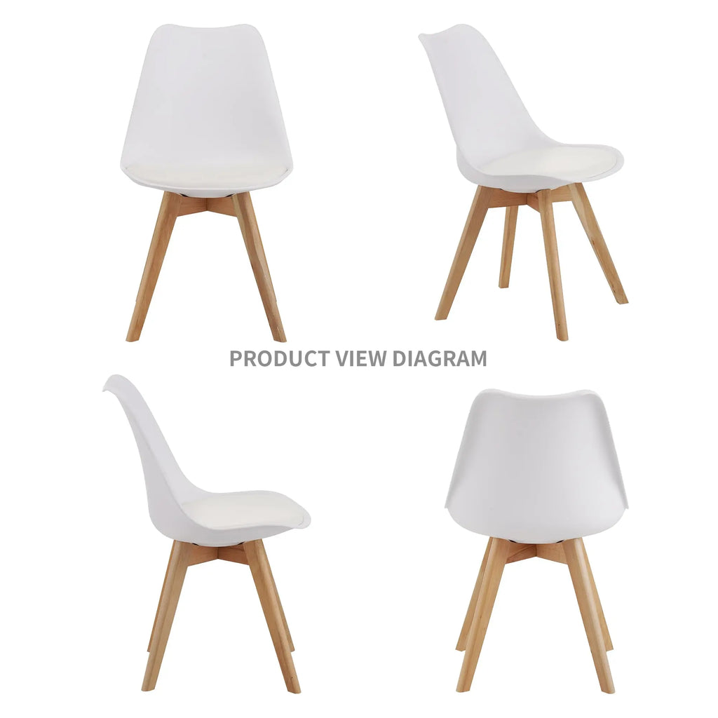 QIHAI Set of 4 Dining Chairs, Medieval Modern Style Dining Chairs for Kitchen and Dining Room, with Wooden Legs (White) QIHAI