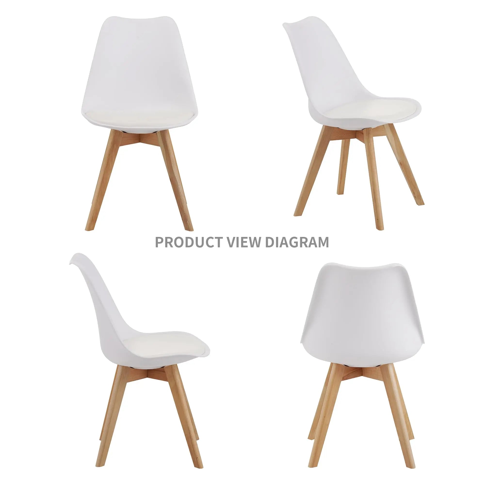 QIHAI Set of 4 Dining Chairs, Medieval Modern Style Dining Chairs for Kitchen and Dining Room, with Wooden Legs (White) QIHAI