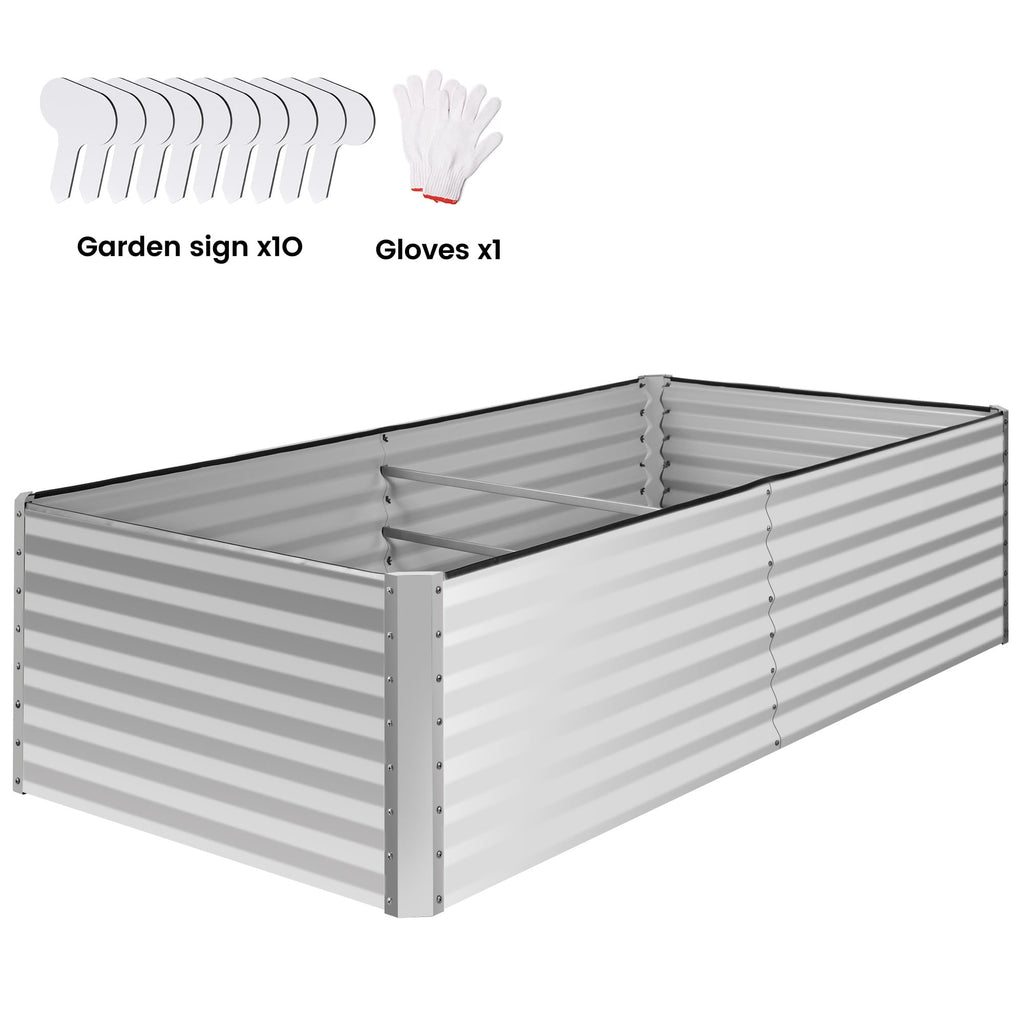 8×4×2 FT Galvanized Planter Box, Raised Garden Bed, Outdoor Above Ground Planter Extra Large Garden Box Kits for Vegetables, Flowers, Herbs (White)
