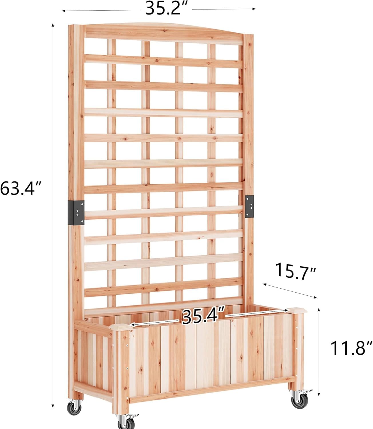 Wooden Raised Garden Bed with Trellis, Outdoor Free-Standing Trellis Planter, Standing Elevated Planter Box for Vegetables,Flowers, Fruits (35.4" L x 15.7" W x 59.4" H)