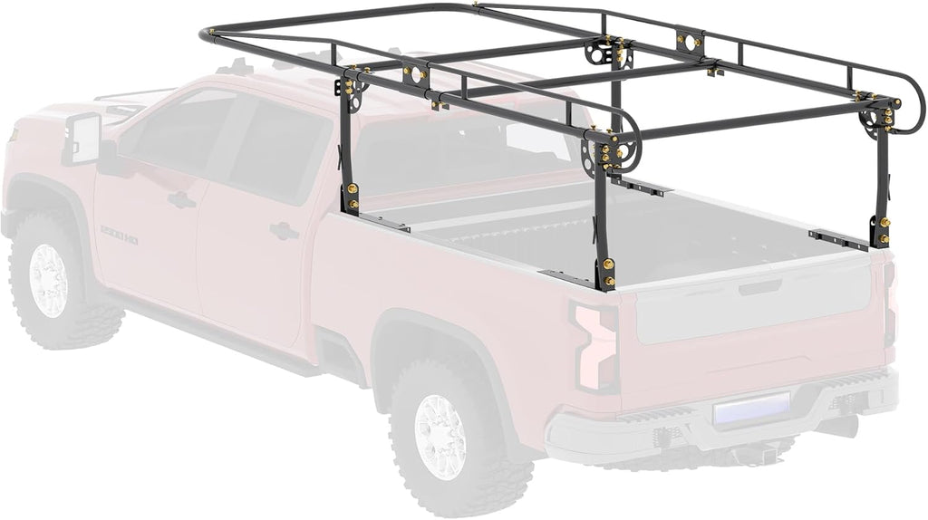 1000 LBS Adjustable Truck,Universal Steel Over-Cab Truck Bed Rack,Contractor Pickup Lumber Full Size Rack Adjustable for Kayak, Ladder, Surfboard, Lumber