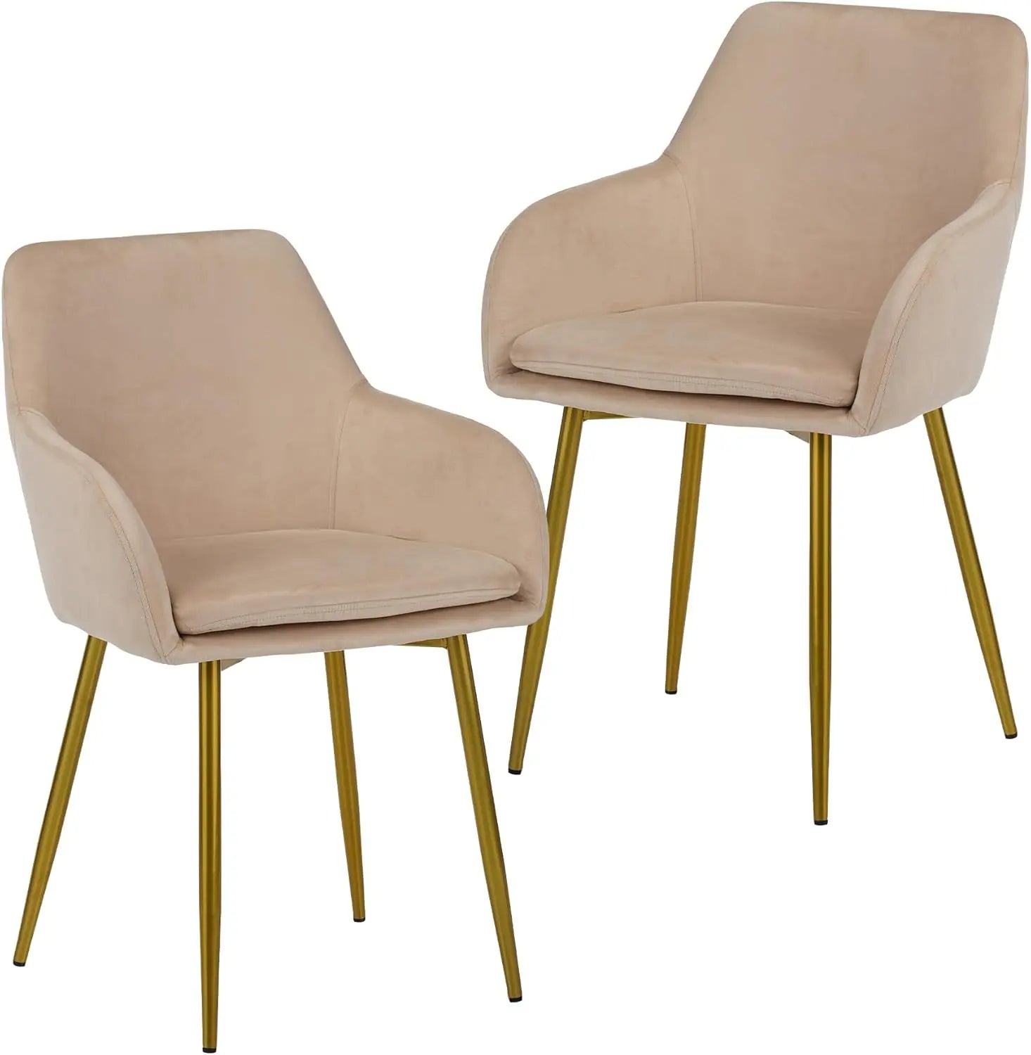 QIHAI Dining Chairs Set of 2,Dining Chairs with Gold Metal Legs, Modern Padded Chairs Suitable for Dining Rooms, Kitchens, and Vanity Tables,Beige QIHAI
