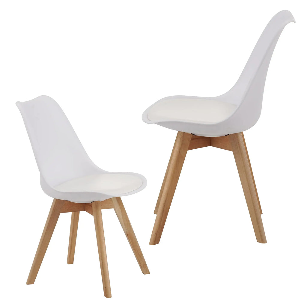 QIHAI Set of 4 Dining Chairs, Medieval Modern Style Dining Chairs for Kitchen and Dining Room, with Wooden Legs (White) QIHAI