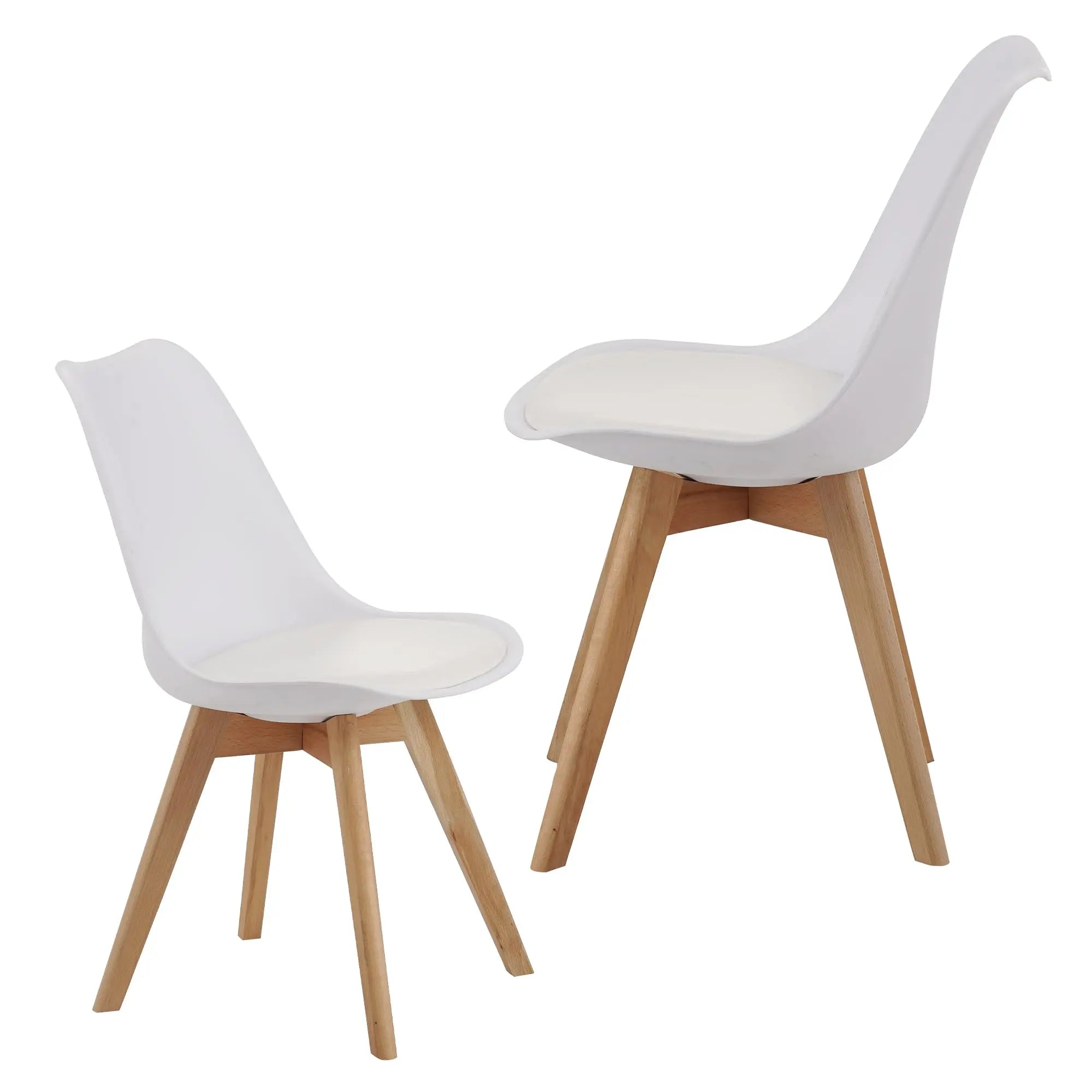 QIHAI Set of 4 Dining Chairs, Medieval Modern Style Dining Chairs for Kitchen and Dining Room, with Wooden Legs (White) QIHAI