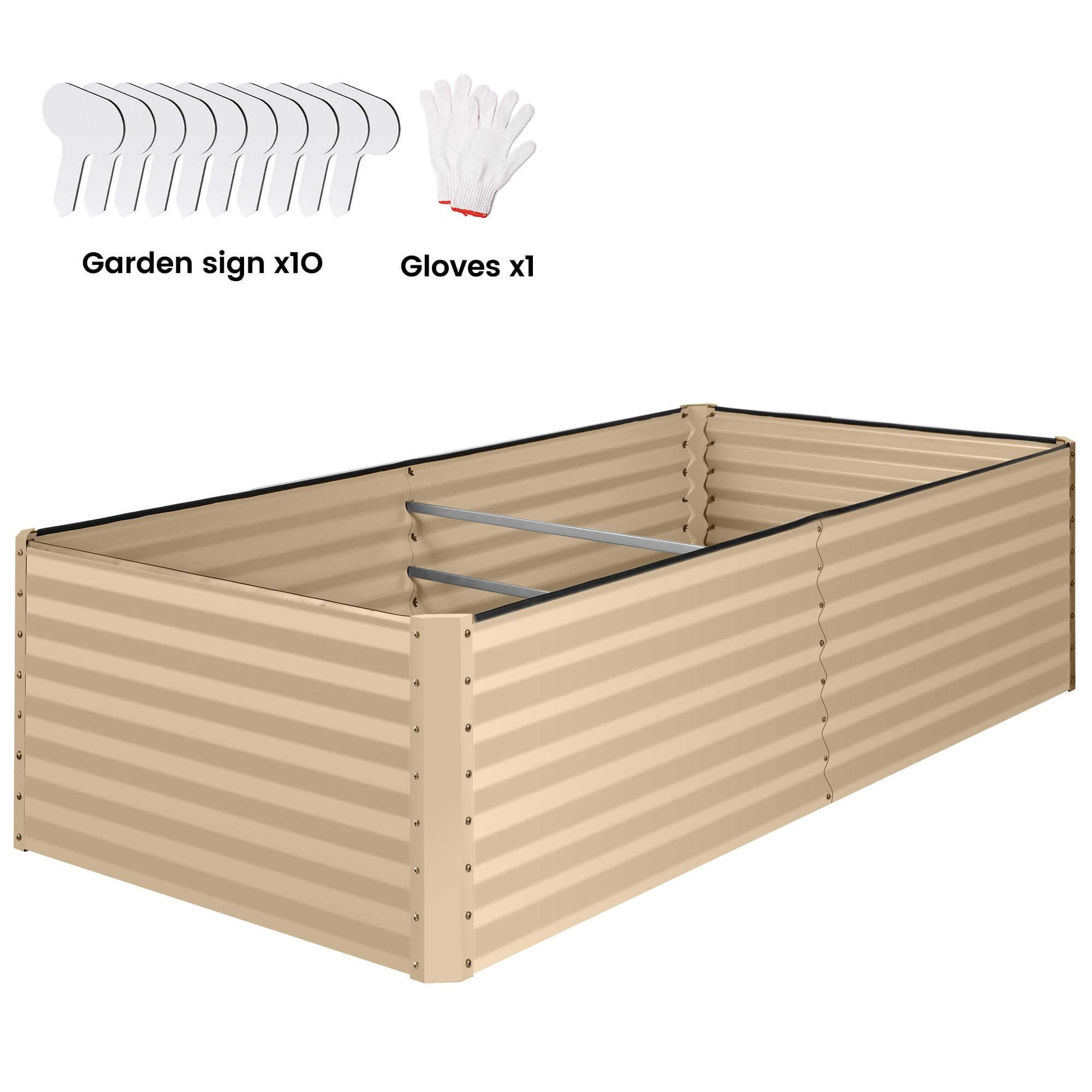 8×4×2 FT Galvanized Planter Box, Raised Garden Bed, Outdoor Above Ground Planter Extra Large Garden Box Kits for Vegetables, Flowers, Herbs (White)