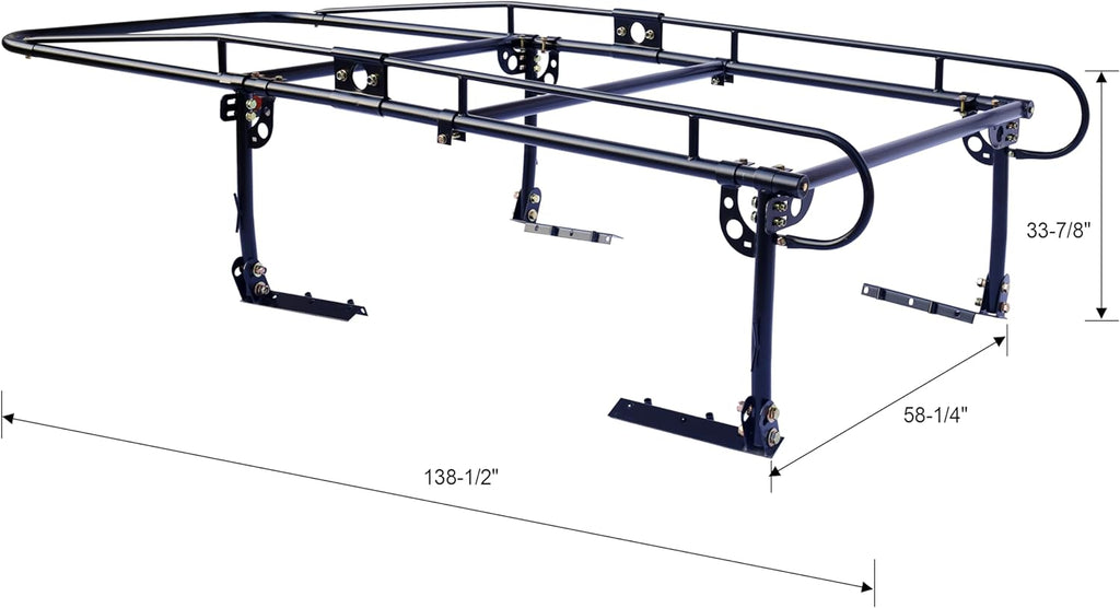 1000 LBS Adjustable Truck,Universal Steel Over-Cab Truck Bed Rack,Contractor Pickup Lumber Full Size Rack Adjustable for Kayak, Ladder, Surfboard, Lumber