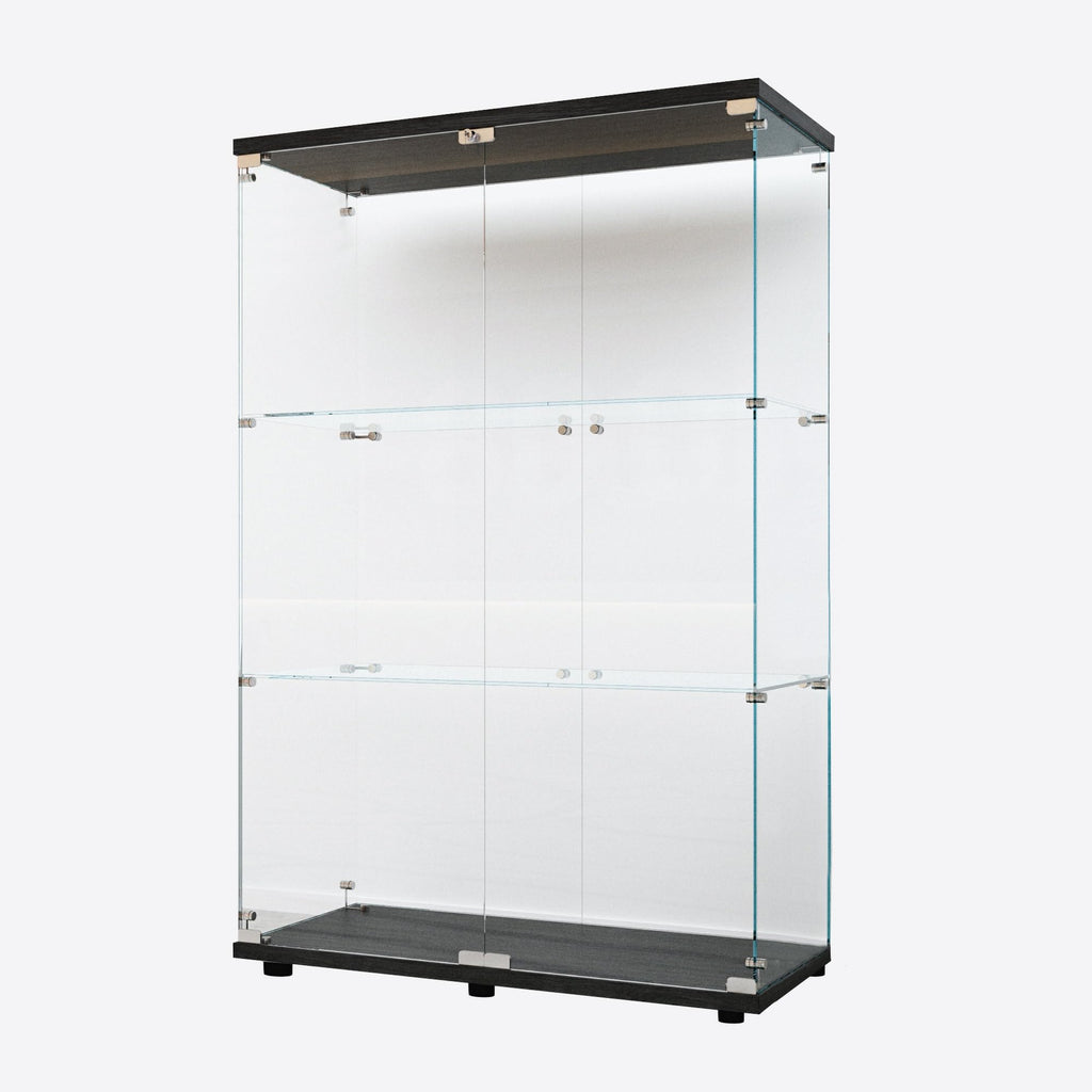Glass Display Case with Lights,Tempered Glass Curio Cabinets with Glass Doors and Lock,Glass Display Cabinet for Bedroom, Living Room,Kitchen (White, 2 Door-5 Tier)