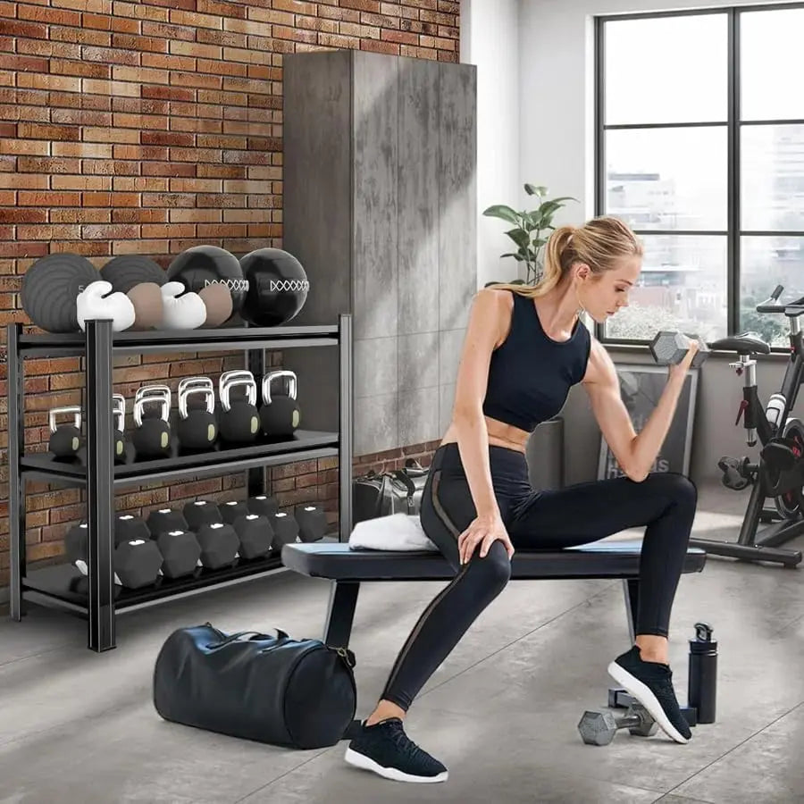 3-Layer Storage Rack, Metal Storage Rack, Adjustable Height Partition, Suitable For Living Room, Kitchen, Supermarket, Garage. Black, Requires Assembly, 31.5" H* 39.37" L * 13.77" D QIHAI