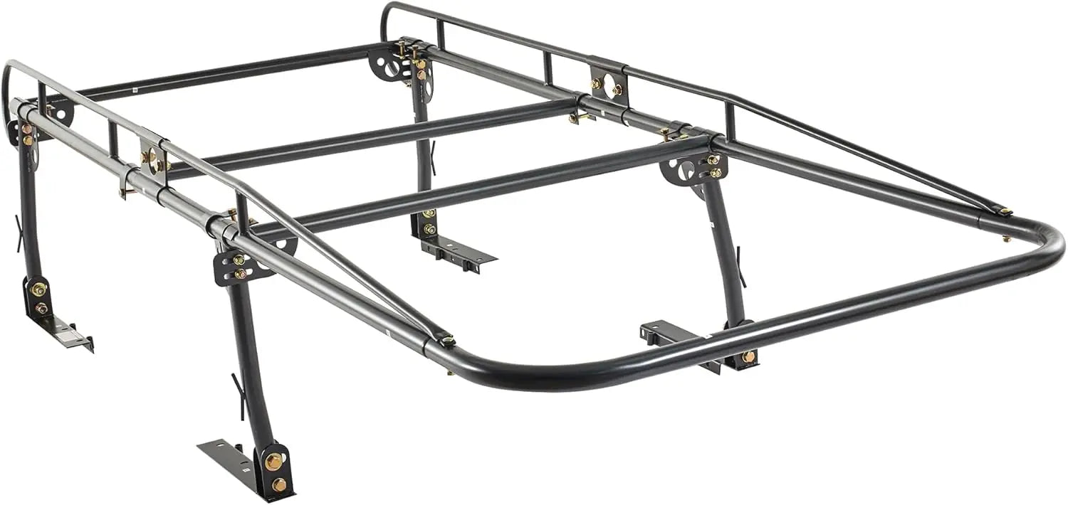 Universal Steel Over-Cab Truck Bed Rack Contractor Pickup Lumber Full Size Rack Adjustable for Kayak, Ladder, Surfboard, Lumber QIHAI