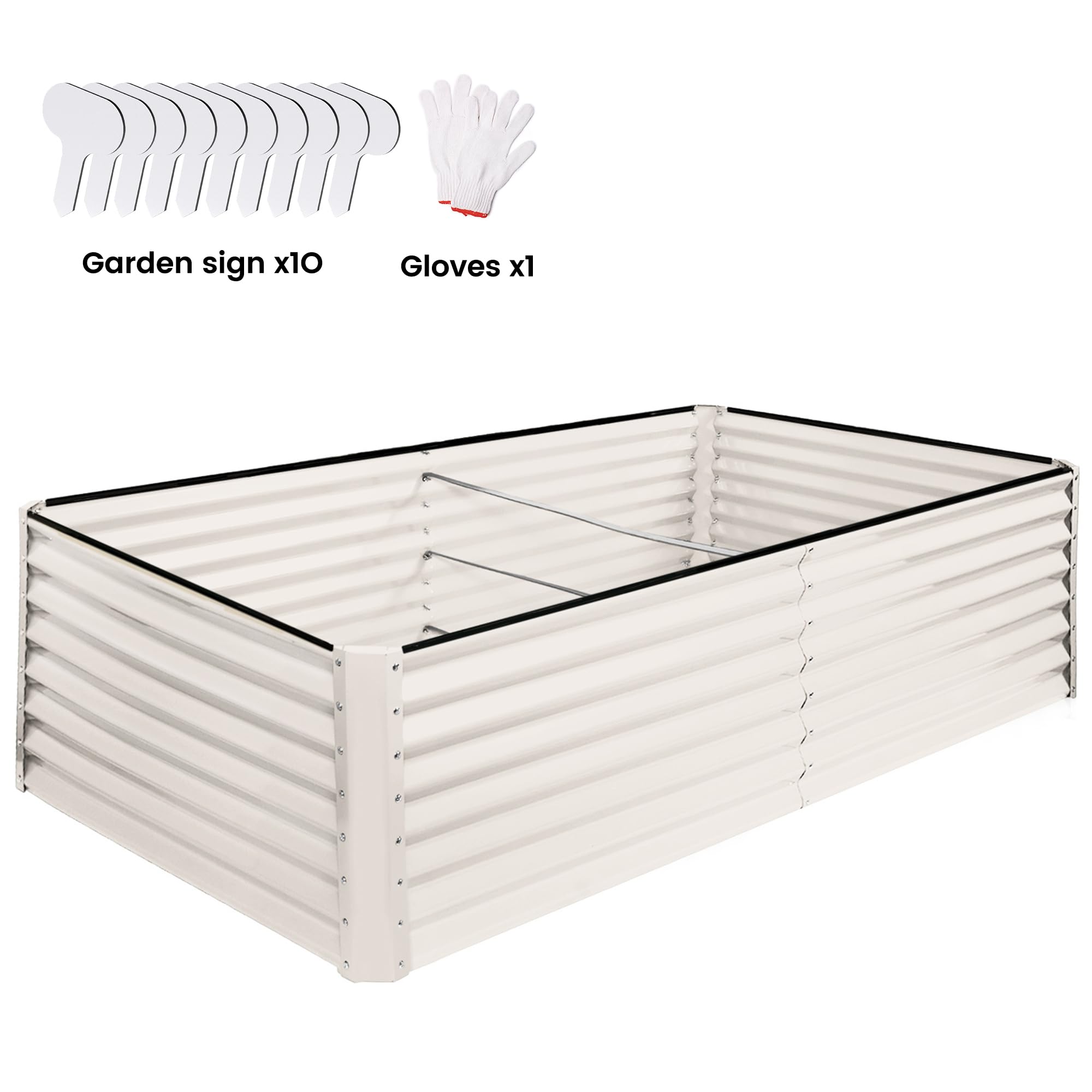 8×4×2 FT Galvanized Planter Box, Raised Garden Bed, Outdoor Above Ground Planter Extra Large Garden Box Kits for Vegetables, Flowers, Herbs (White)