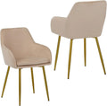 QIHAI Dining Chairs Set of 2,Dining Chairs with Gold Metal Legs, Modern Padded Chairs Suitable for Dining Rooms, Kitchens, and Vanity Tables,Beige QIHAI