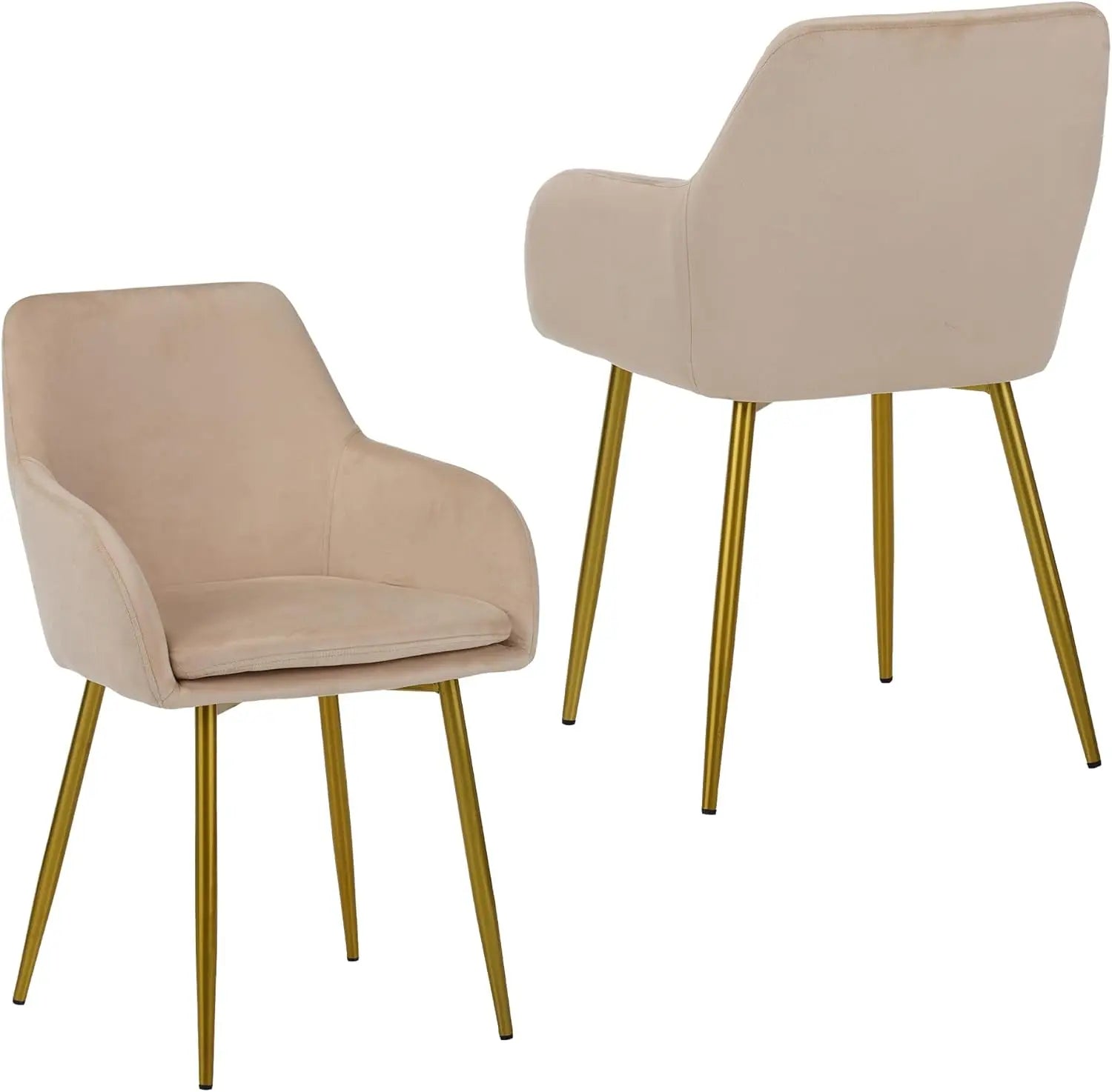 QIHAI Dining Chairs Set of 2,Dining Chairs with Gold Metal Legs, Modern Padded Chairs Suitable for Dining Rooms, Kitchens, and Vanity Tables,Beige QIHAI