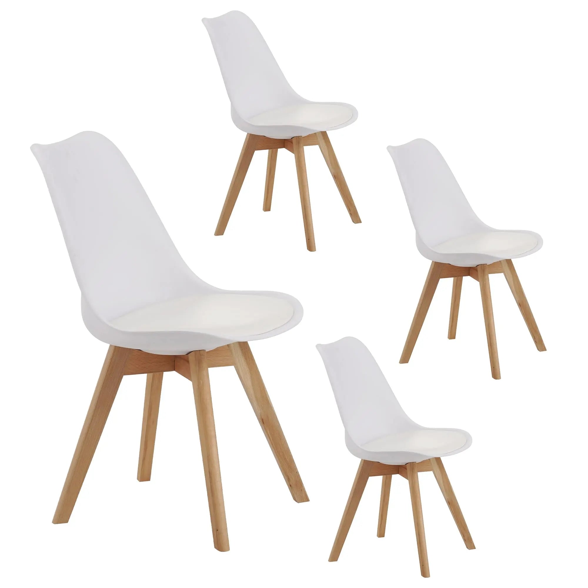 QIHAI Set of 4 Dining Chairs, Medieval Modern Style Dining Chairs for Kitchen and Dining Room, with Wooden Legs (White) QIHAI