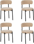 QIHAI Dining Chairs Set of 4, Curved Back Kitchen Dining Chairs, Suitable for Restaurants and Dining Rooms, Beige QIHAI