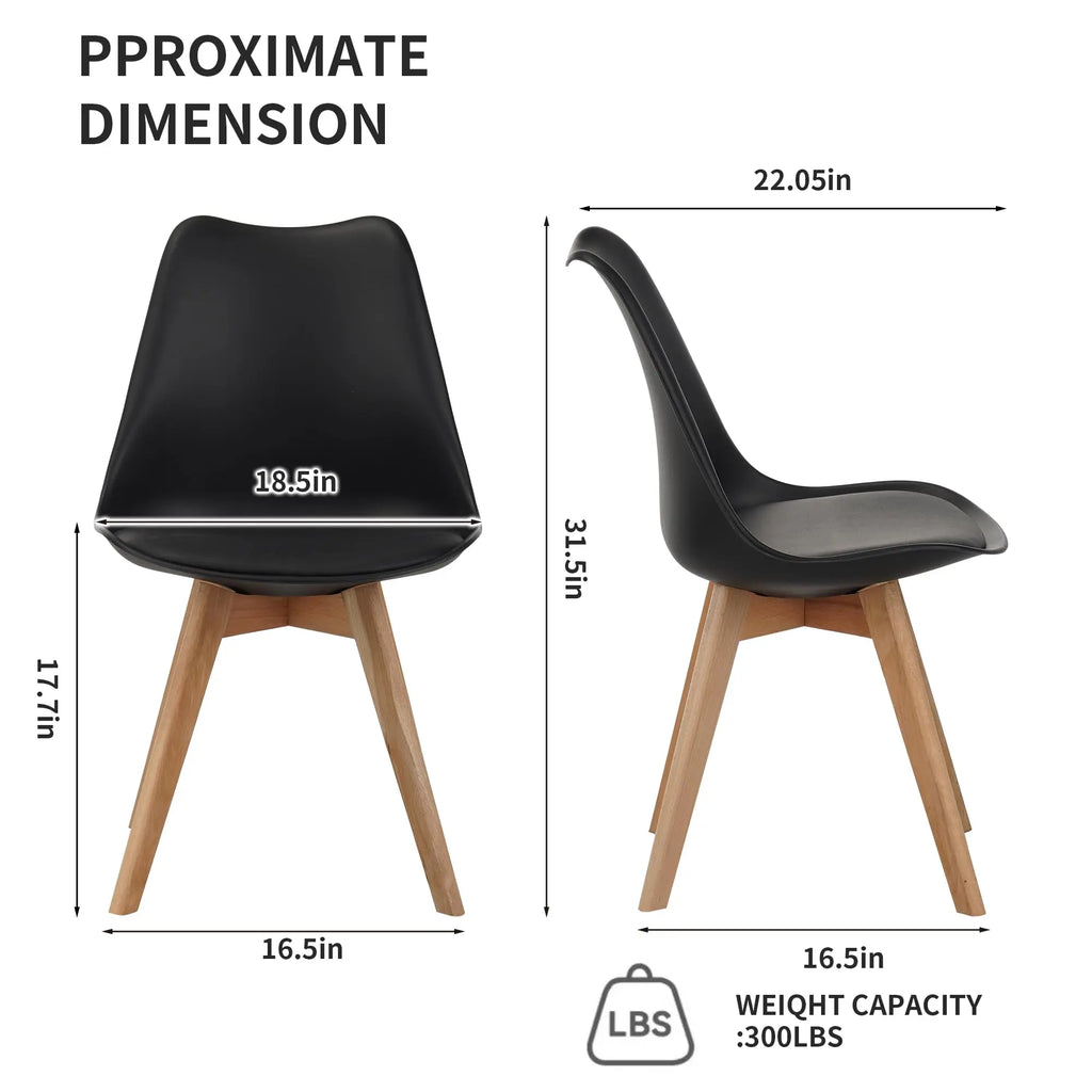 QIHAI Set of 4 Dining Chairs, Medieval Modern Style Dining Chairs for Kitchen and Dining Room, with Wooden Legs (White) QIHAI