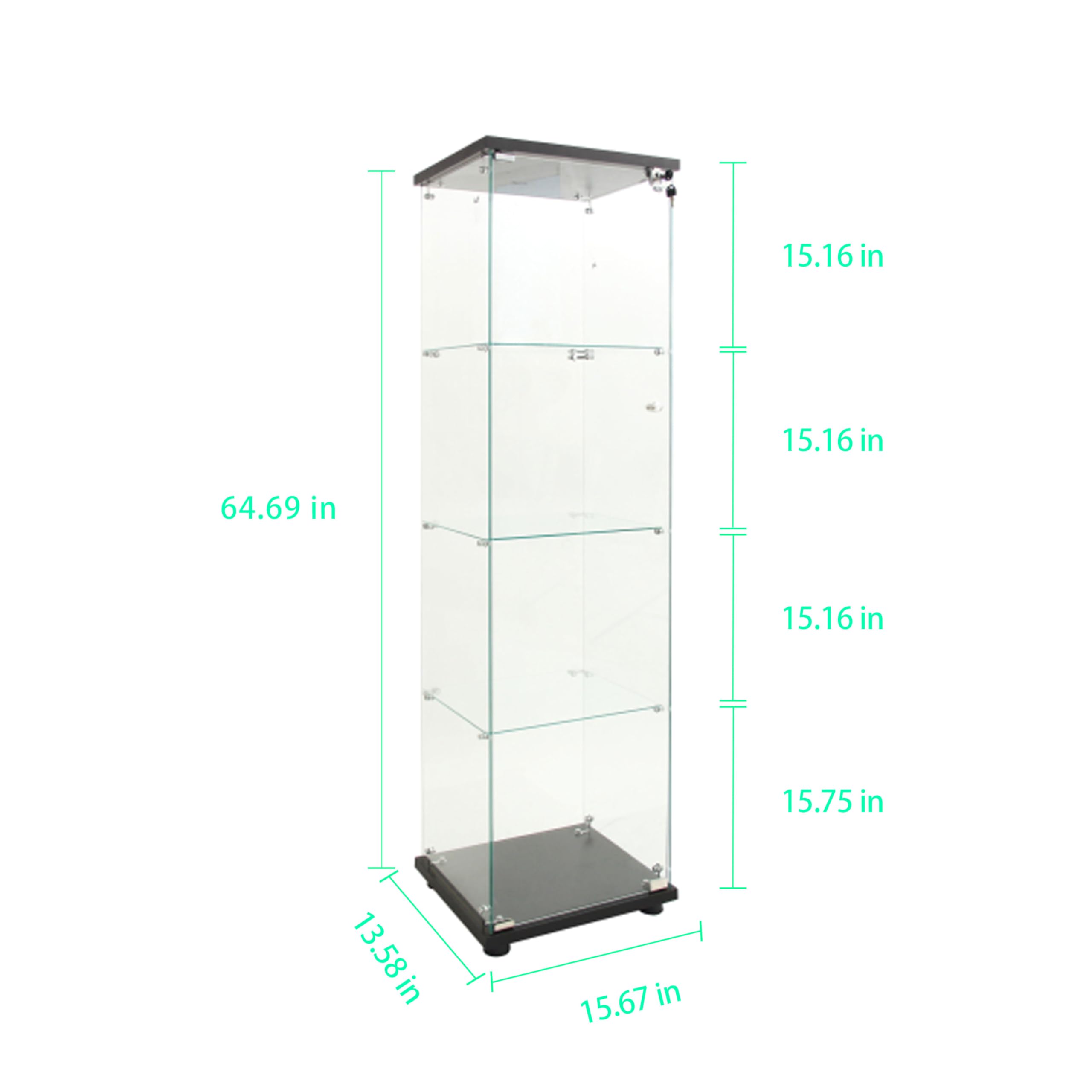 Glass Display Case with Lights,Tempered Glass Curio Cabinets with Glass Doors and Lock,Glass Display Cabinet for Bedroom, Living Room,Kitchen (White, 2 Door-5 Tier)