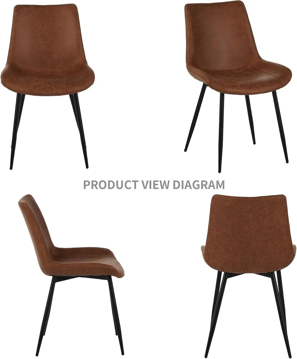 QIHAI Dining Chairs Set of 4, Upholstered Faux Leather Cushion Seat and Sturdy Metal Legs for Living Room Bedroom Outdoor Lounge,Brown QIHAI