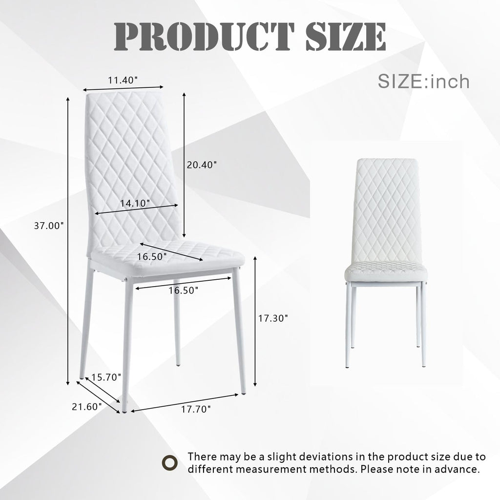 Dining Chairs Set of 4, Dining Chairs with Cushions, PU Leather Upholstered Kitchen Dining Room Chairs with Metal Legs for Dining Living Room (White, 4 PCS)