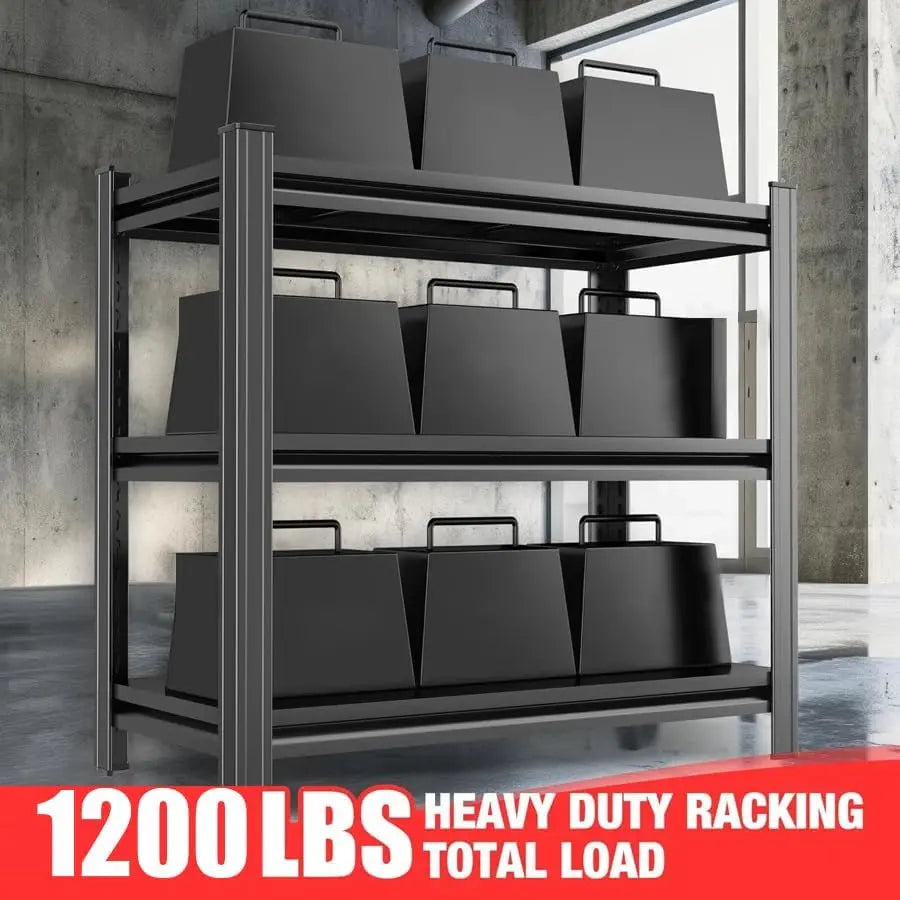 3-Layer Storage Rack, Metal Storage Rack, Adjustable Height Partition, Suitable For Living Room, Kitchen, Supermarket, Garage. Black, Requires Assembly, 31.5" H* 39.37" L * 13.77" D QIHAI