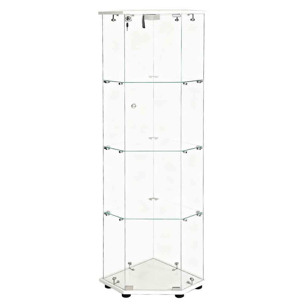 Corner Display Cabinet,Curio Cabinet with Tempered Glass Doors, Wine Bar Cabinet with Lights and Locks,4 Tier Glass Display Case for Living Room,Dining Room,Corridor,Office (Black)