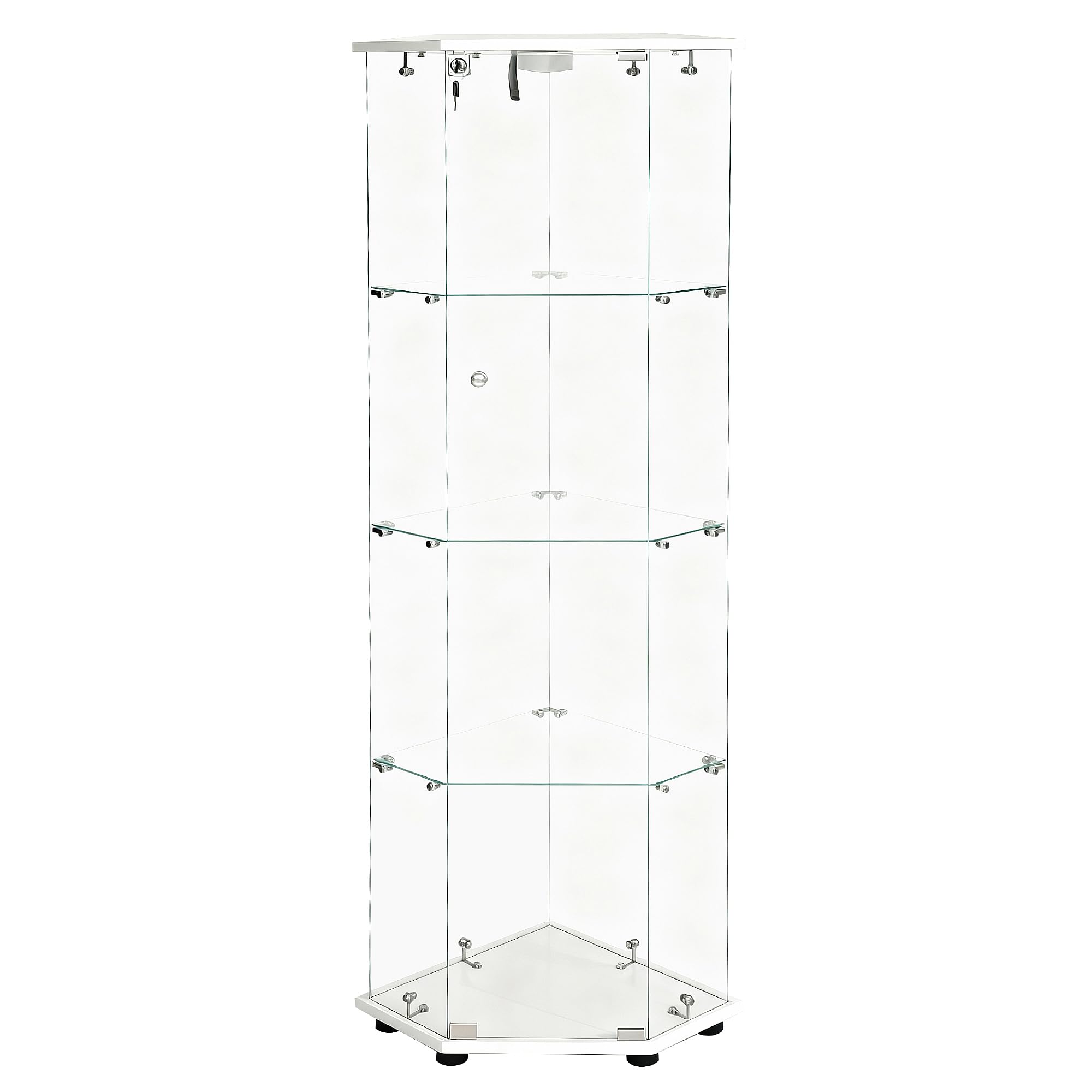 Corner Display Cabinet,Curio Cabinet with Tempered Glass Doors, Wine Bar Cabinet with Lights and Locks,4 Tier Glass Display Case for Living Room,Dining Room,Corridor,Office (Black)