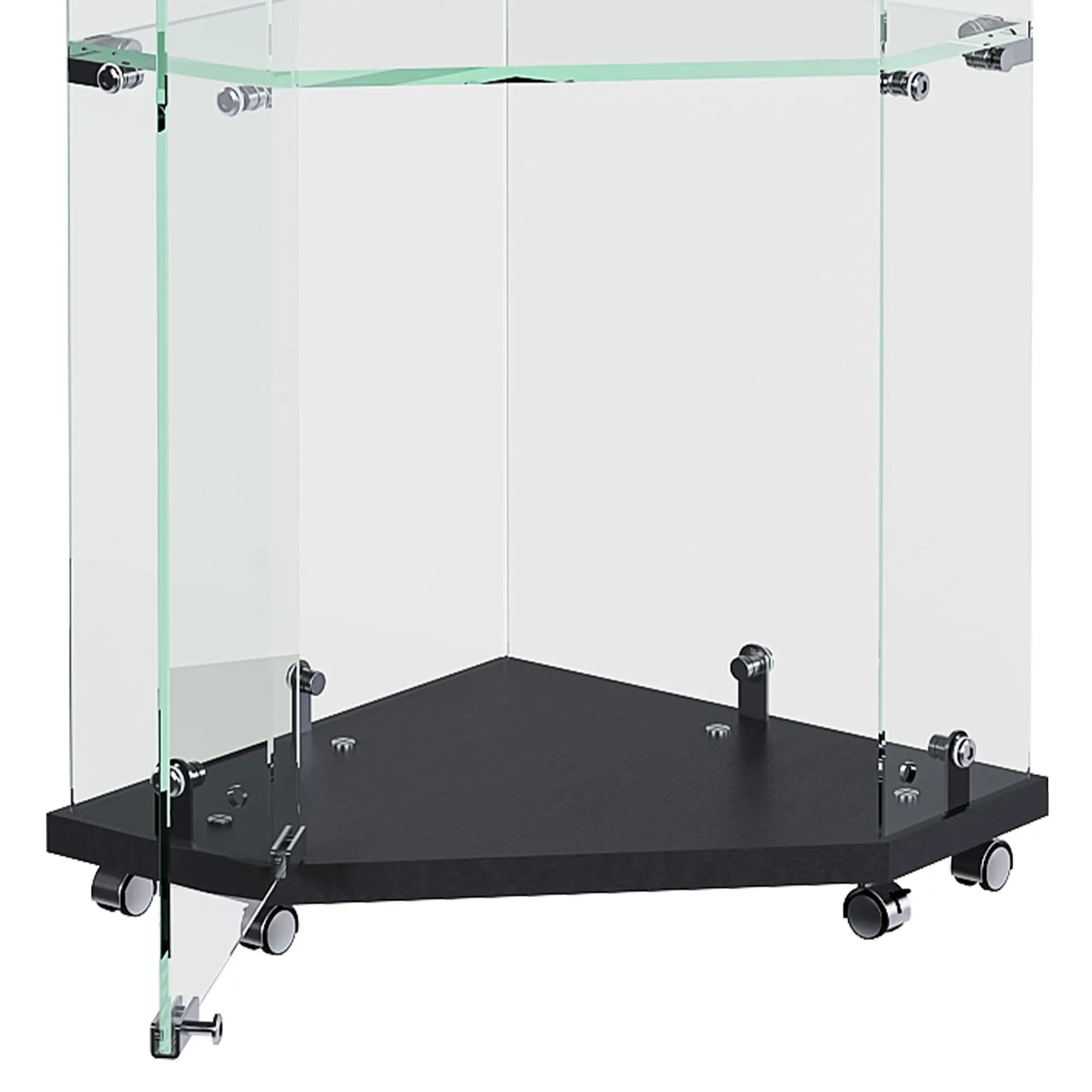 QIHAI Glass Display Cabinet,Premium 4-Tier Diamond Glass Display Case with 5 Dynamic LED Modes, Tempered Glass Curio Cabinet for Collectibles & Decor (62.99x27.56x11.81 Inches) QIHAI