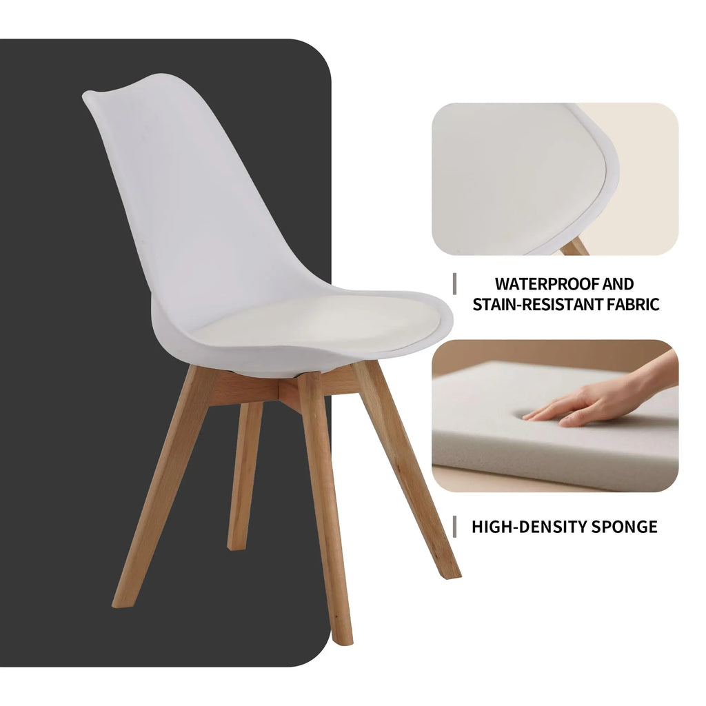 QIHAI Set of 4 Dining Chairs, Medieval Modern Style Dining Chairs for Kitchen and Dining Room, with Wooden Legs (White) QIHAI