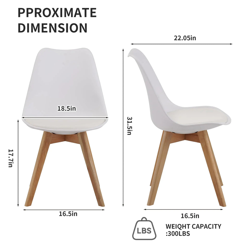 QIHAI Set of 4 Dining Chairs, Medieval Modern Style Dining Chairs for Kitchen and Dining Room, with Wooden Legs (White) QIHAI