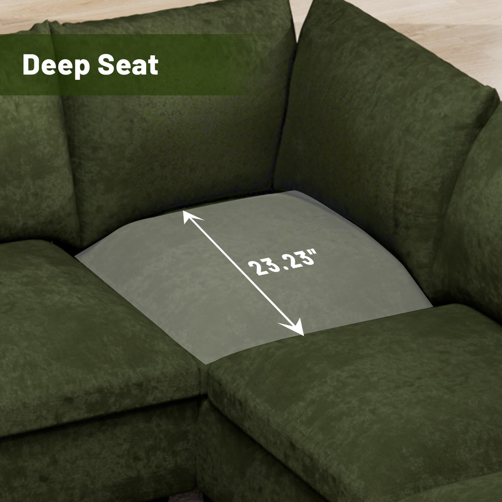 120.1" L Shaped Modular Sectional Sofa, 7 Seater Sectional Sofa with Storage Ottoman, L Shaped Cloud Couch Corner Sofa Oversized Modular Sectional Couch for Living Room (Black)