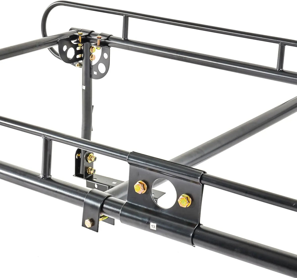 Universal Steel Over-Cab Truck Bed Rack Contractor Pickup Lumber Full Size Rack Adjustable for Kayak, Ladder, Surfboard, Lumber QIHAI
