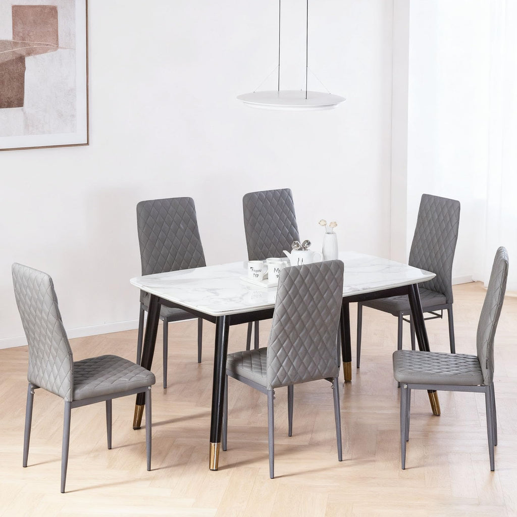 Dining Chairs Set of 4, Dining Chairs with Cushions, PU Leather Upholstered Kitchen Dining Room Chairs with Metal Legs for Dining Living Room (White, 4 PCS)